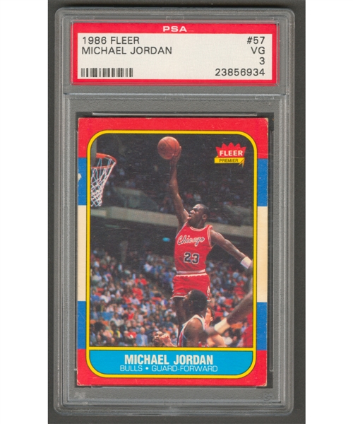1986-87 Fleer Basketball Card #57 Michael Jordan Rookie - Graded PSA 3