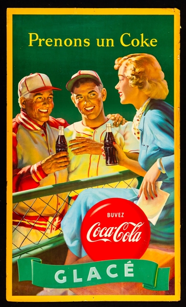 Circa 1950 Coca-Cola Baseball/Skiing Two-Sided Advertising Poster (30” x 50”) 