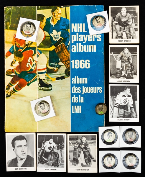 1965-66 Coca-Cola NHL Cards Complete Set of 108 (Undetached Team Sets), 1964-65 Coca-Cola Hockey Bottle Caps (66) and 1964-65 Sprite Hockey Bottle Caps (16)