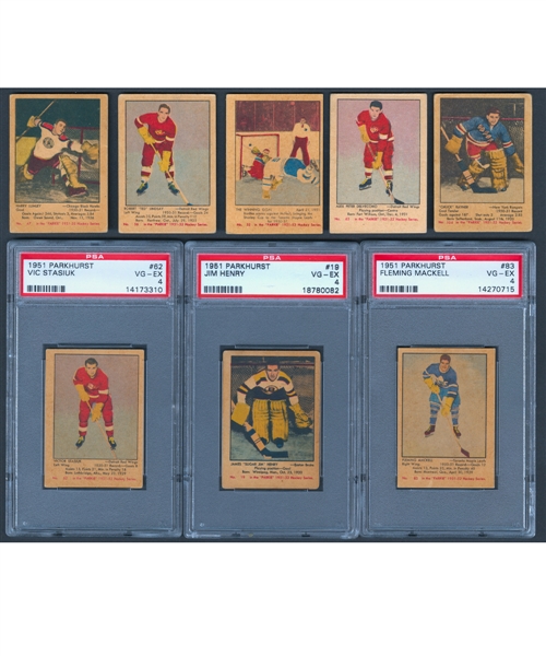 1951-52 Parkhurst Hockey Card Starter Set (74/105) with Graded Cards