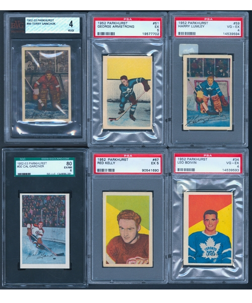 1952-53 Parkhurst Hockey Near Complete Card Set (102/105) with Graded Cards and Album