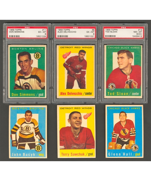 1959-60 Topps Hockey Near Complete Card Set (65/66) Including Graded Cards