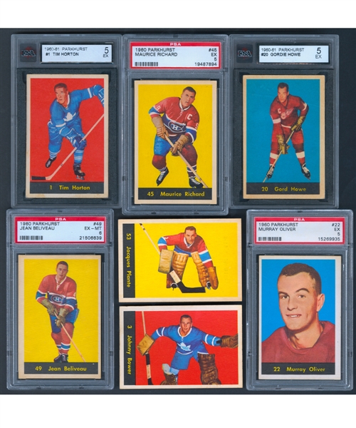 1960-61 Parkhurst Hockey Complete 61-Card Set Including Graded Cards