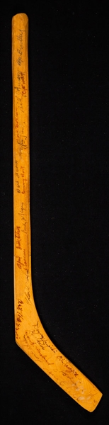 Late-1940s/Early-1950s Hockey Mini-Stick Signed by 19 AHL and Minor League Players