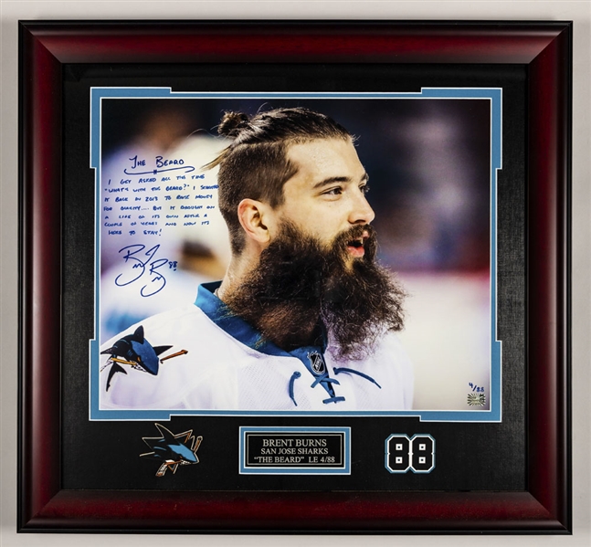 Brent Burns San Jose Sharks The Beard Explained” Signed Limited-Edition #4/88 Framed Display (25 ½” x 27 ½”) with COA 