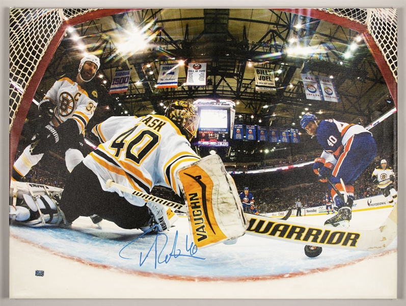 Tuukka Rask Boston Bruins Signed Net Cam Canvas (30” x 39 ½”) Plus Signed 16” x 20” Photo with COAs