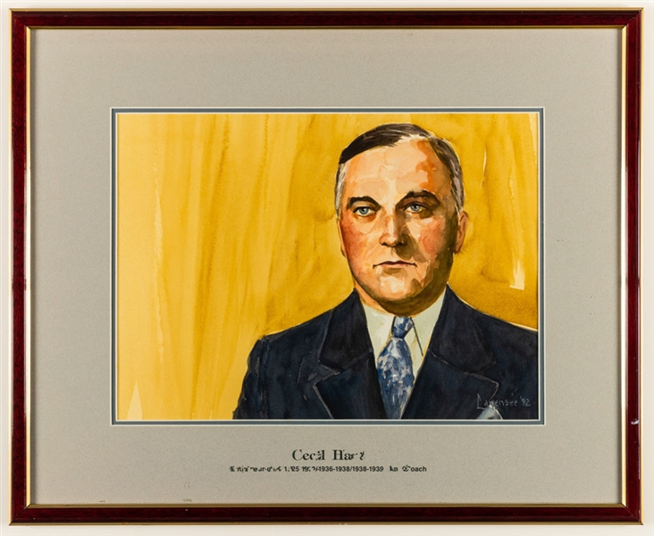 Cecil Hart 1925-32/1936-38/1938-39 Montreal Canadiens Head Coach Original Michel Lapensee Painting Framed Display from the Montreal Forum (19" x 23") 