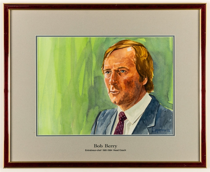 Bob Berry 1981-84 Montreal Canadiens Head Coach Original Michel Lapensee Painting Framed Display from the Montreal Forum (19" x 23")