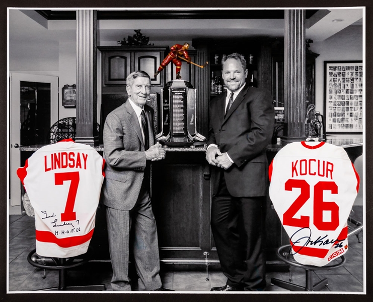 Ted Lindsay and Joey Kocur Detroit Red Wings “Ted Lindsay Award” Signed Print with LOA – Proceeds to Benefit the Ted Lindsay Foundation (16” x 20”) 