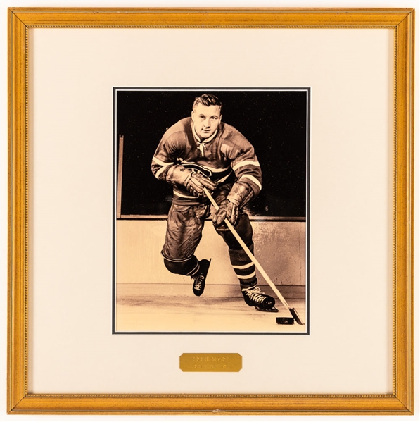 Dickie Moore Montreal Canadiens Hockey Hall of Fame Honoured Member Framed Photo Display from the Montreal Canadiens Archives (16" x 16") 