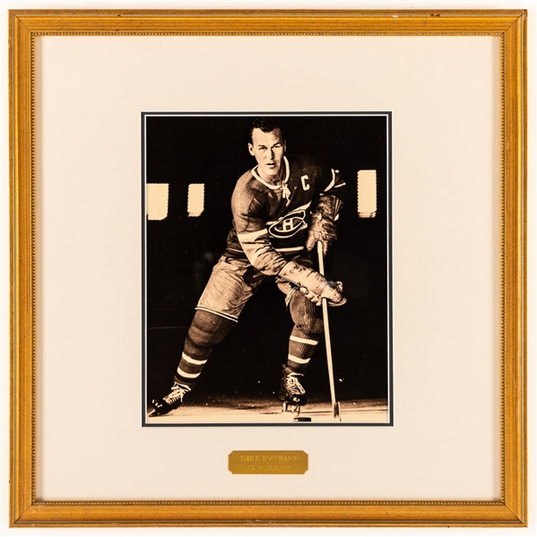 Emile “Butch” Bouchard Montreal Canadiens Hockey Hall of Fame Honoured Member Framed Photo Display from the Montreal Canadiens Archives (16" x 16")