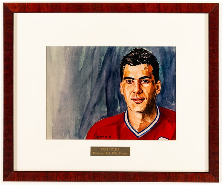 Chris Chelios 1989-90 Montreal Canadiens Captain Framed Display from the Montreal Canadiens Archives (13 3/8" x 16 1/8")