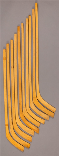 Early-1900s One-Piece Hockey Stick Collection of 10