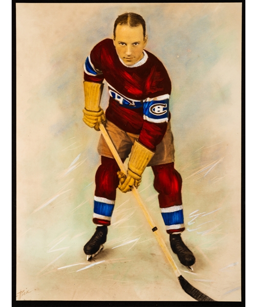 Sensational Aurele Joliat Montreal Canadiens Vintage Hand-Coloured Rice Studios Photo from the Montreal Canadiens Archives