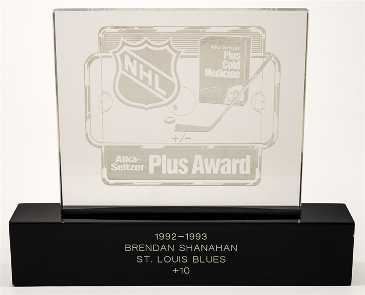 Brendan Shanahans 1992-93 St. Louis Blues NHL/Alka-Seltzer Plus Award (10")