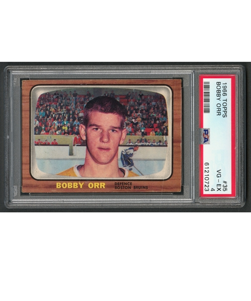 1966-67 Topps Hockey Card #35 HOFer Bobby Orr Rookie - Graded PSA 4