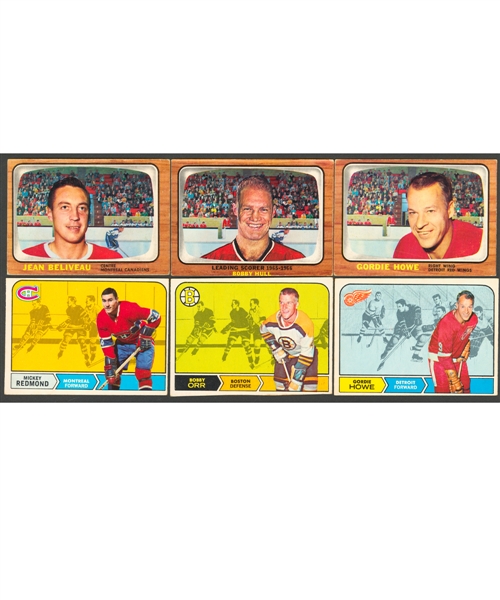 1966-67 Topps Hockey Near Complete Card Set (113/132), 1967-68 Topps Hockey (8 Cards) and 1968-69 O-Pee-Chee Hockey Starter Set (102/216)