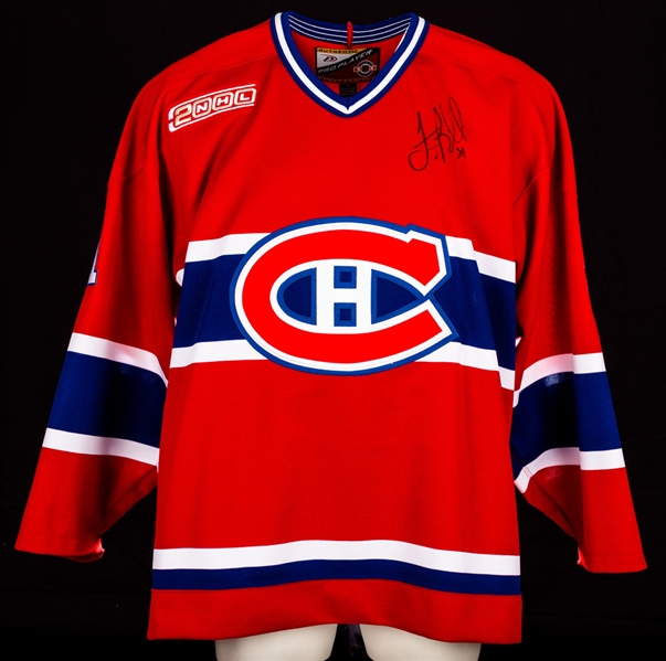 Francis Bouillons 1999-2000 Montreal Canadiens Signed "Game One 2000" Game-Issued Jersey with LOA
