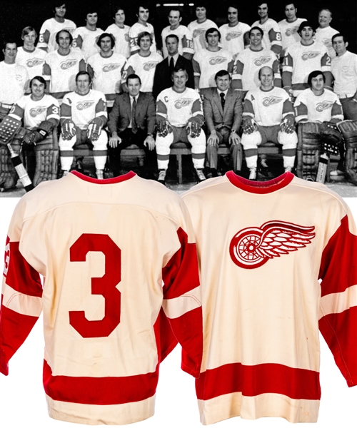 Detroit Red Wings Mid-1970s Game-Worn Jersey - Nice Game Wear!