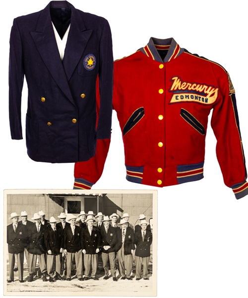 Ralph Hansch’s 1952 Team Canada Olympic Blazer and Edmonton Mercurys Jacket from His Personal Collection with Family LOA  