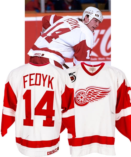 Brent Fedyks 1991-92 Detroit Red Wings Game-Worn Jersey - 75th Patch!