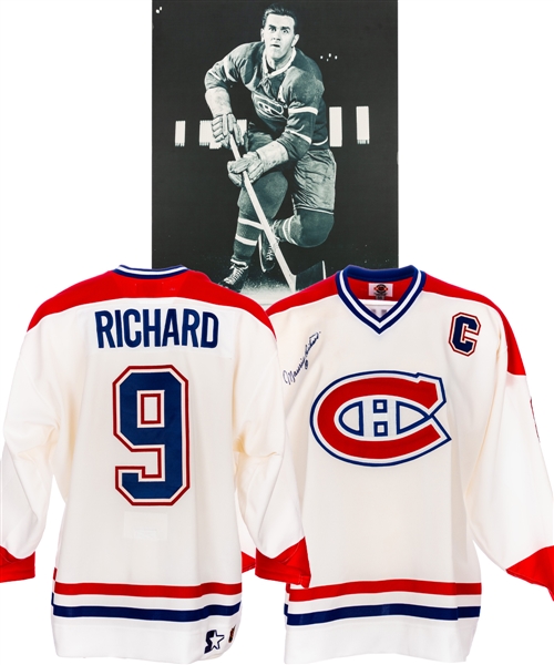 Maurice Richard Signed Montreal Canadiens Captains Jersey and May 30th 2000 Maurice Richard Laminated Picture Displayed at His Ardent Chapel at the Molson Center (35 ½” x 47 ½”)