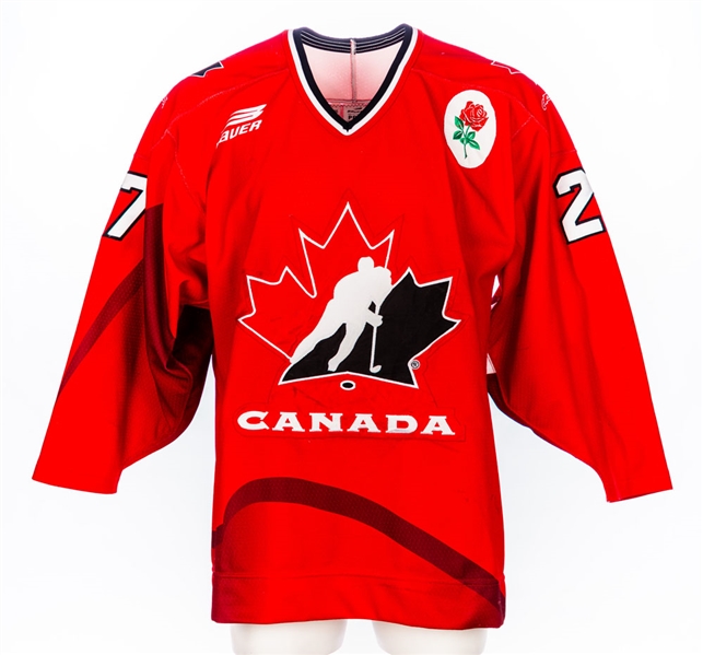 Laura Schulers 1997-98 Team Canada Womens National Team Game-Worn Jersey - Rose Cherry Patch!