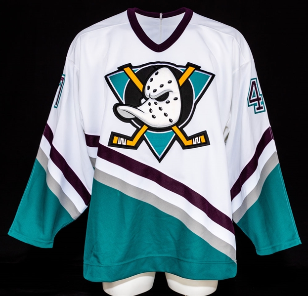 Mike Leclercs Circa 1996-97 Anaheim Mighty Ducks Game-Issued Training Camp Jersey 