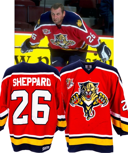 Ray Sheppards 1997-98 Florida Panthers Game-Worn Jersey - 5th Season Patch! - Nice Game Wear! - Photo-Matched!