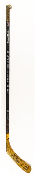 Kirk Mullers 1997-98 Florida Panthers "1000th NHL Game" Signed Louisville TPS Game-Used Stick 