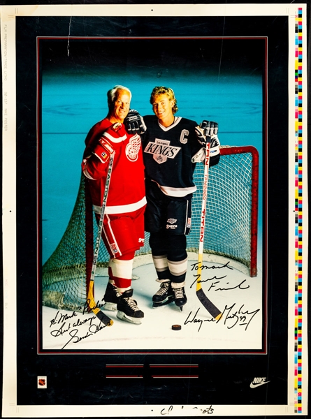 Wayne Gretzky and Gordie Howe Dual-Signed Vintage Nike Proof Poster (20 ½” x 27 ½”)