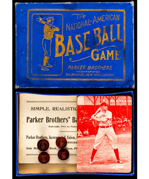 Parker Brothers 1913 The National-American Baseball Game in Original Box Including the 50 Napoleon Lajoie Cleveland Indians Playing Cards (Red Tinted)