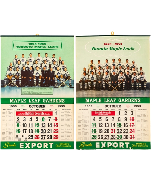 Toronto Maple Leafs 1953-54 to 1982-83 Maple Leaf Gardens/Dominion Calendar Collection of 14