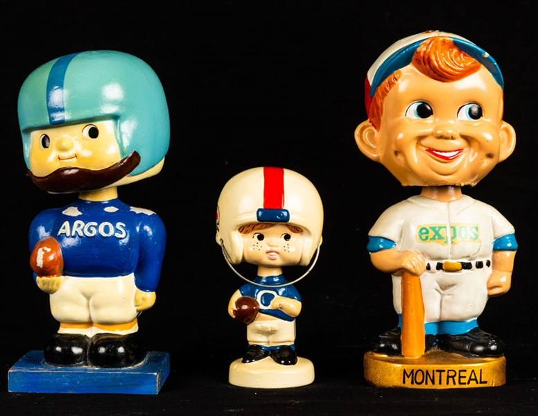 Multi-Sport Collection Including 1960s CFL Toronto Argonauts Nodder, Late-1960s MLB Montreal Expos Nodder, 1970-71 Coca-Cola NHL Hockey Posters (5) and Other Assorted Items