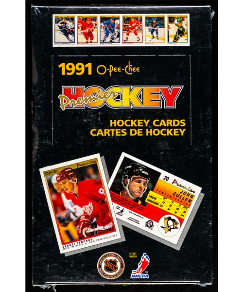 1990-91 O-Pee-Chee Premier Hockey Box (36 Unopened Packs) - Jaromir Jagr, Sergei Fedorov and Mike Modano Rookie Card Year 