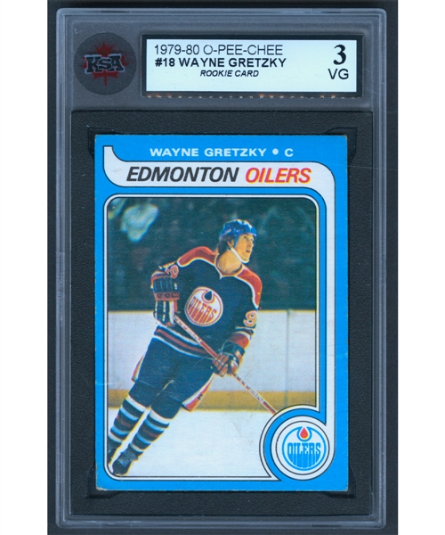 1979-80 O-Pee-Chee Hockey Card #18 HOFer Wayne Gretzky Rookie - Graded KSA 3