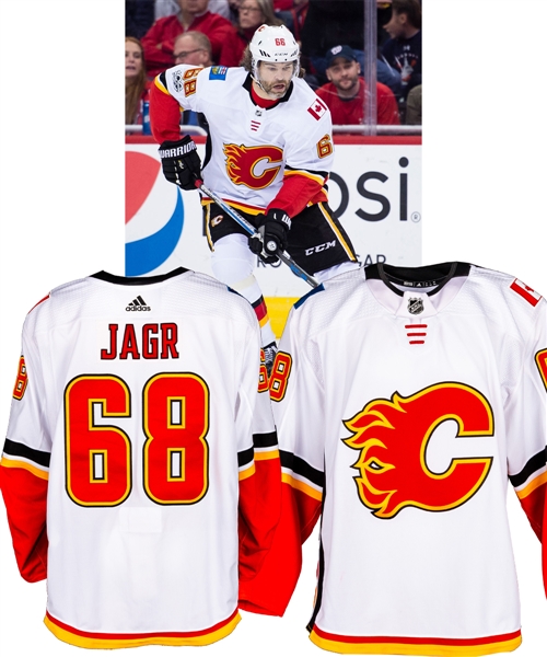 Jaromir Jagrs 2017-18 Calgary Flames Game-Worn Jersey with Team LOA - 24th and Final NHL Season!