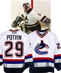 Felix Potvins 2000-01 Vancouver Canucks Game-Worn Home Jersey from His Personal Collection with His Signed LOA
