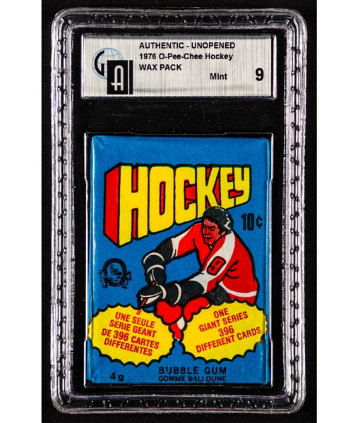 1976-77 O-Pee-Chee Hockey Unopened Wax Pack - GAI Certified Mint 9