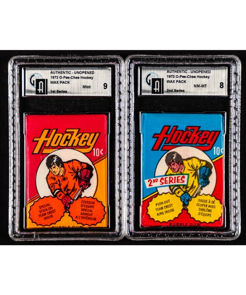 1973-74 O-Pee-Chee Hockey Unopened Wax Packs for 1st and 2nd Series (2) - Both GAI Certified
