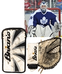 Felix Potvins December 31st 2013 Toronto Maple Leafs NHL Winter Classic Alumni Game Brians Game-Worn Glove and Blocker from His Personal Collection with His Signed LOA - Both Photo-Matched!