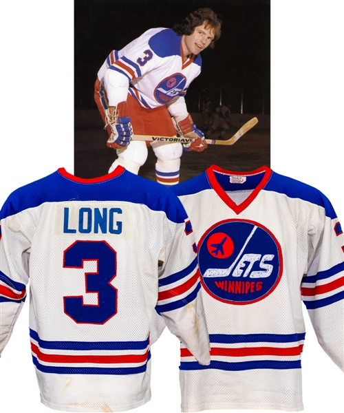 Barry Longs 1976-77 WHA Winnipeg Jets Game-Worn Jersey