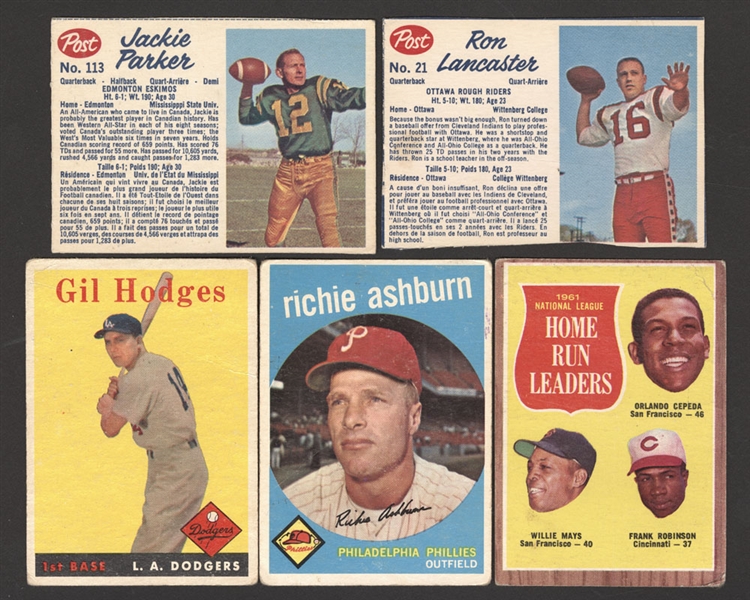 1958-63 Topps Baseball Cards (107) and 1962 & 1963 Post and Topps CFL Football Cards (70)
