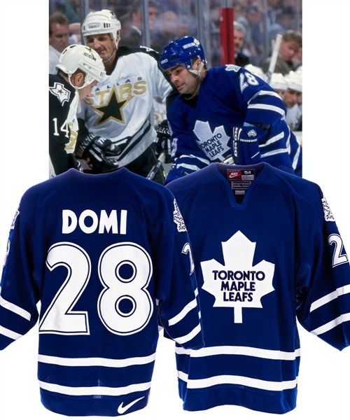 Tie Domis 1997-98 Toronto Maple Leafs Game-Worn Jersey - Career High 365 PIMs Season! - Photo-Matched!