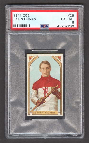 1911-12 Imperial Tobacco C55 Hockey Card #26 Skein Ronan Rookie - Graded PSA 6