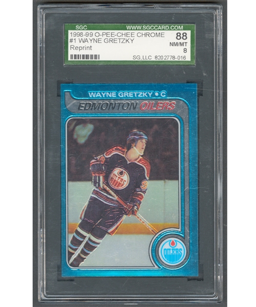 1998-99 O-Pee-Chee Chrome "Blast from the Past" Hockey Card #1 HOFer Wayne Gretzky (1979-80 Rookie) - Graded SGC 8