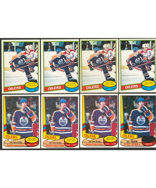 Wayne Gretzky 1980s Hockey Card/Sticker Collection (200+) Including 1980-81 O-Pee-Chee #250 (4)