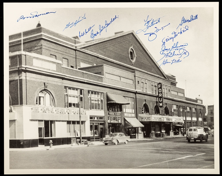 Photo of the Old Montreal Forum Autographed by 11 Canadiens Greats Including Jean Beliveau with LOA