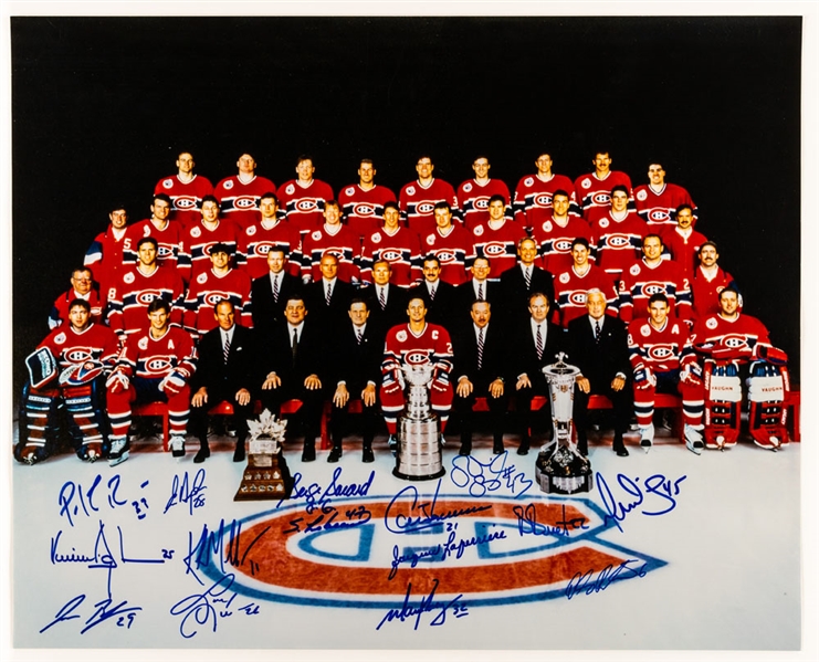 Montreal Canadiens 1992-93 Stanley Cup Champions Team-Signed Photo by 15 Inc Patrick Roy with LOA (16” x 20”)
