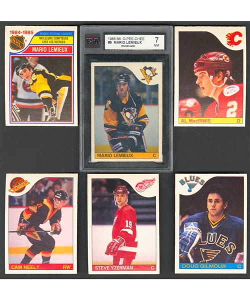 1985-86 O-Pee-Chee Hockey Complete 264-Card Set with Graded KSA 7 Mario Lemieux Rookie Card